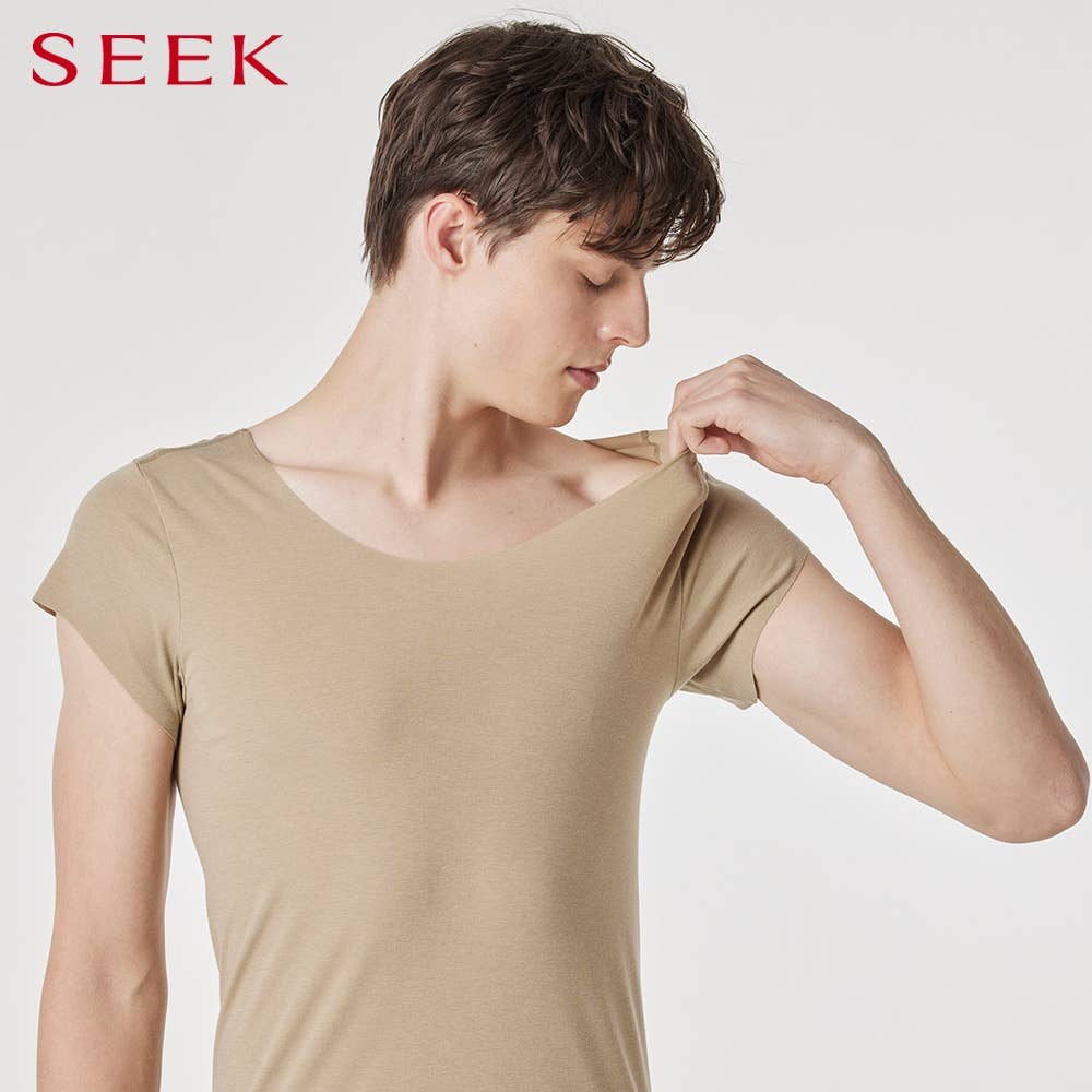 【混棉毛邊】 船型領T恤